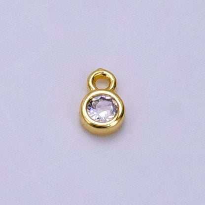 14K Gold Filled 4mm Clear CZ Bezel Mini Charm | AG382