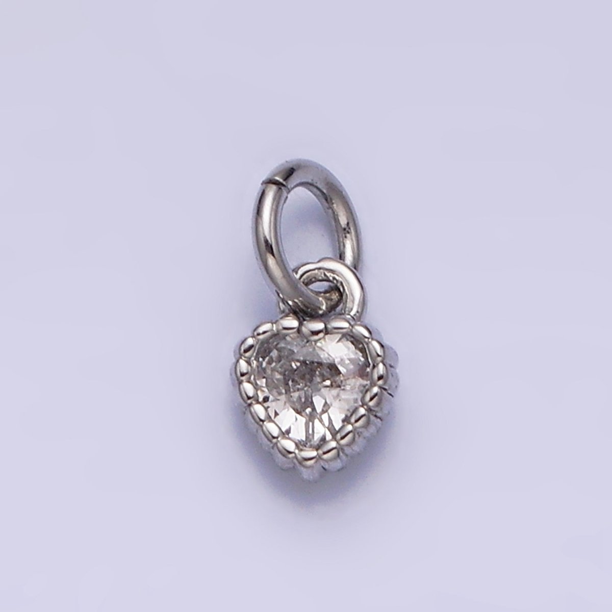 14K Gold Filled 4mm Clear Heart CZ Beaded Charm in Gold &amp; Silver | AC1321 AC1322