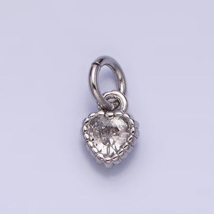 14K Gold Filled 4mm Clear Heart CZ Beaded Charm in Gold &amp; Silver | AC1321 AC1322