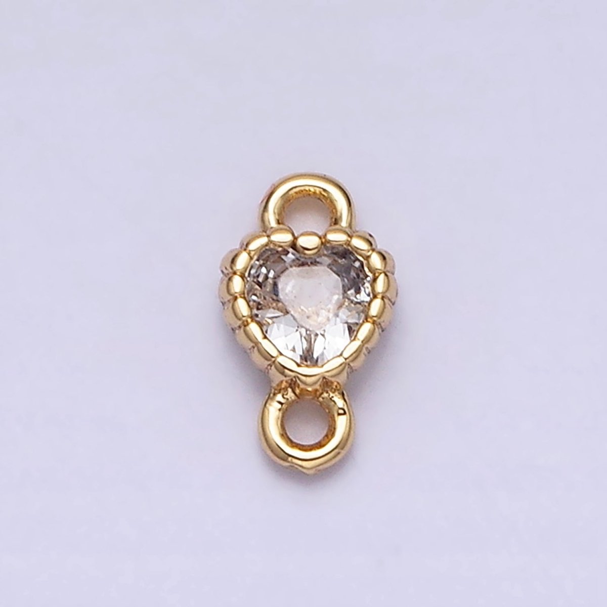 14K Gold Filled 4mm Clear Heart CZ Beaded Connector in Gold &amp; Silver | Y-914 Y-915
