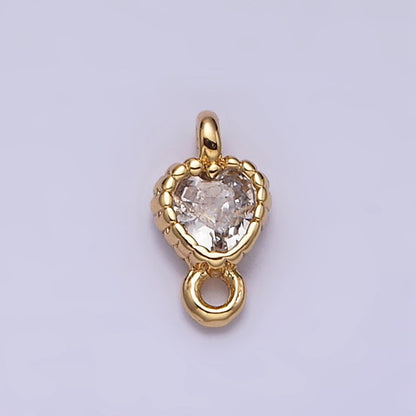 14K Gold Filled 4mm Clear Heart CZ Beaded Connector in Gold &amp; Silver | Y-914 Y-915