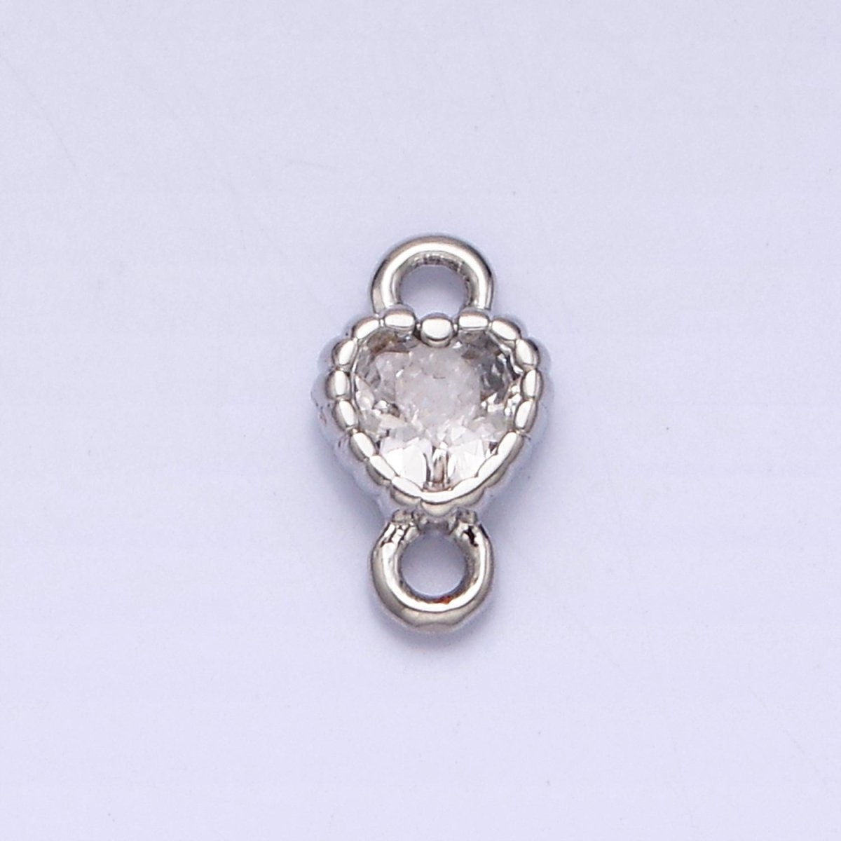 14K Gold Filled 4mm Clear Heart CZ Beaded Connector in Gold &amp; Silver | Y-914 Y-915