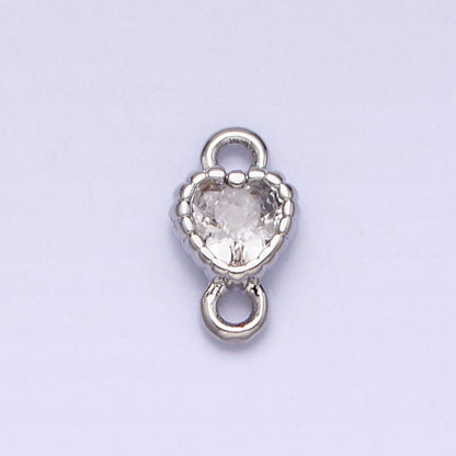 14K Gold Filled 4mm Clear Heart CZ Beaded Connector in Gold &amp; Silver | Y-914 Y-915