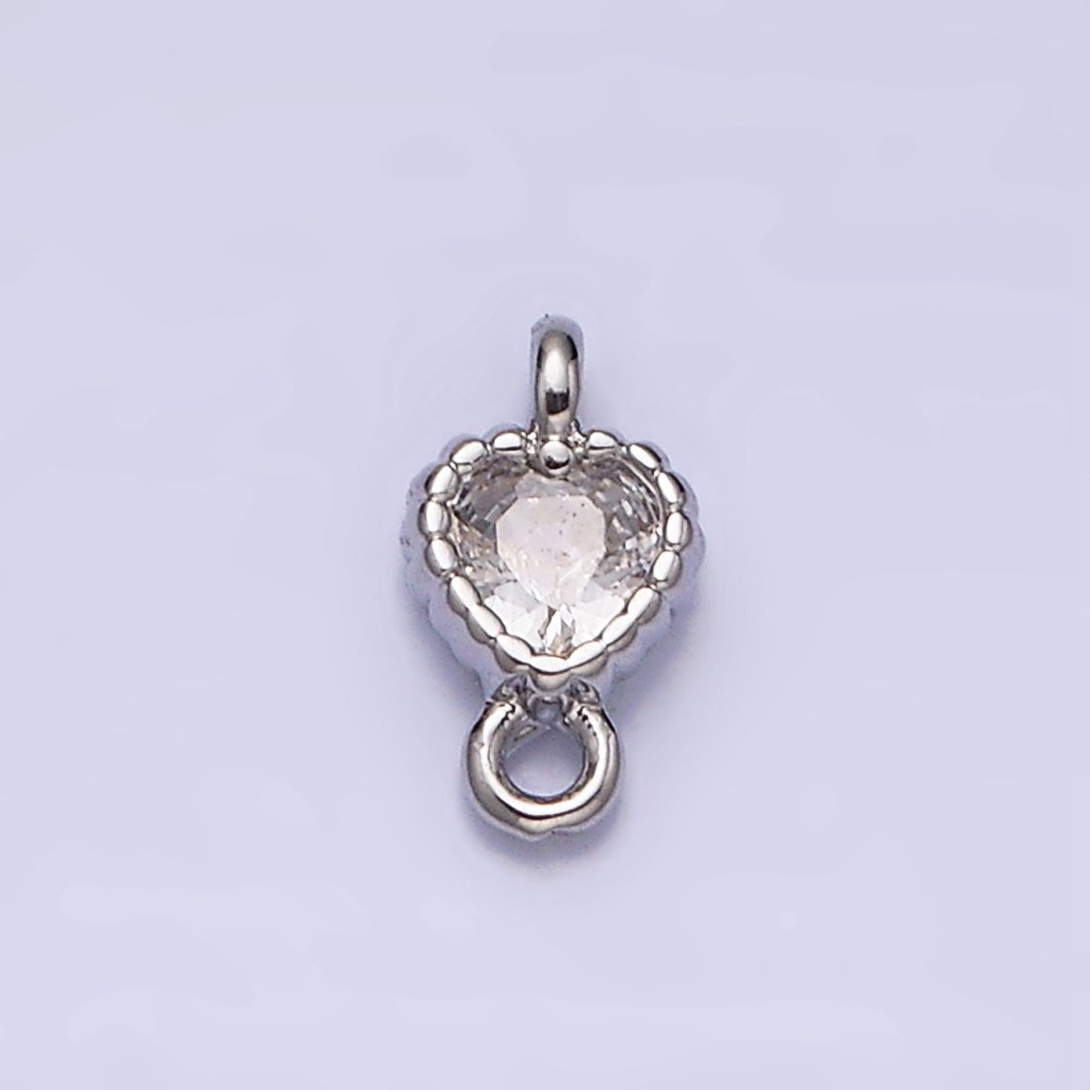 14K Gold Filled 4mm Clear Heart CZ Beaded Connector in Gold &amp; Silver | Y-914 Y-915