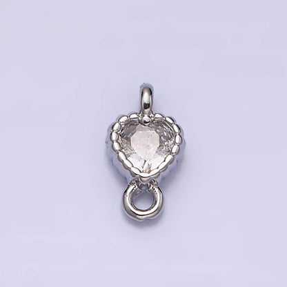 14K Gold Filled 4mm Clear Heart CZ Beaded Connector in Gold &amp; Silver | Y-914 Y-915
