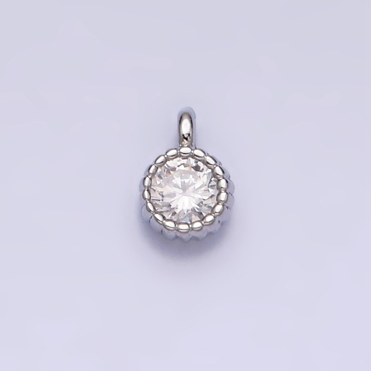 14K Gold Filled 4mm Clear Round CZ Beaded Charm in Gold &amp; Silver | AC1319 AC1320
