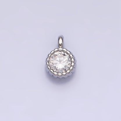14K Gold Filled 4mm Clear Round CZ Beaded Charm in Gold &amp; Silver | AC1319 AC1320