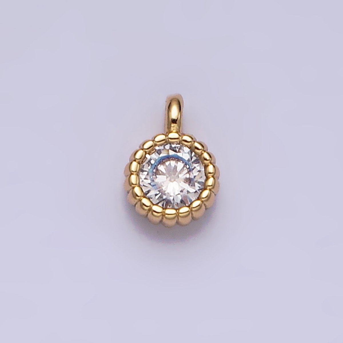 14K Gold Filled 4mm Clear Round CZ Beaded Charm in Gold &amp; Silver | AC1319 AC1320