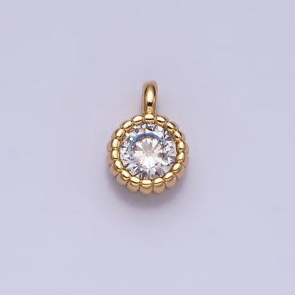 14K Gold Filled 4mm Clear Round CZ Beaded Charm in Gold &amp; Silver | AC1319 AC1320