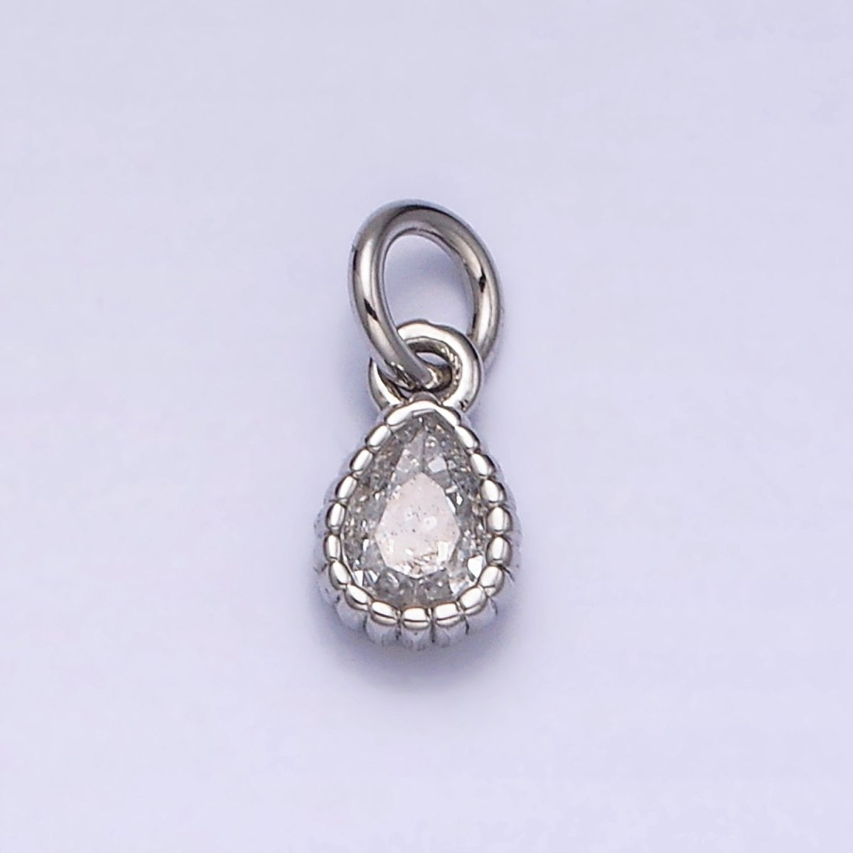14K Gold Filled 4mm Clear Teardrop CZ Beaded Charm in Gold &amp; Silver | AC1317 AC1318