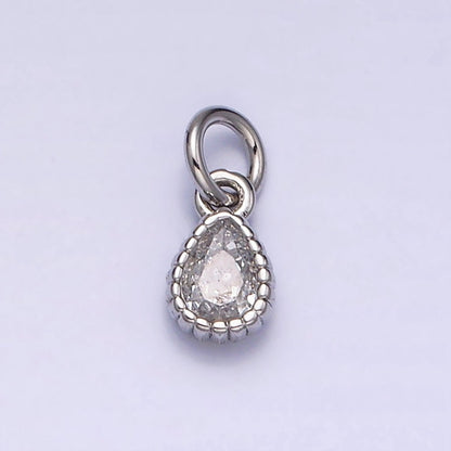 14K Gold Filled 4mm Clear Teardrop CZ Beaded Charm in Gold &amp; Silver | AC1317 AC1318
