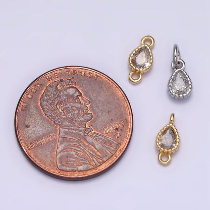 14K Gold Filled 4mm Clear Teardrop CZ Beaded Charm in Gold &amp; Silver | AC1317 AC1318
