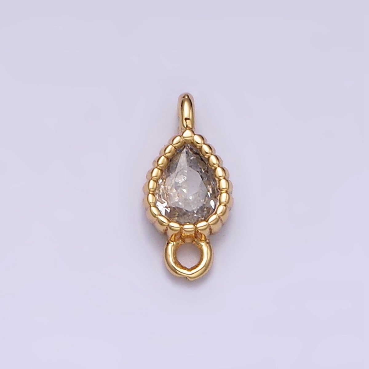 14K Gold Filled 4mm Clear Teardrop CZ Beaded Connector in Gold &amp; Silver | Y-911 Y-912