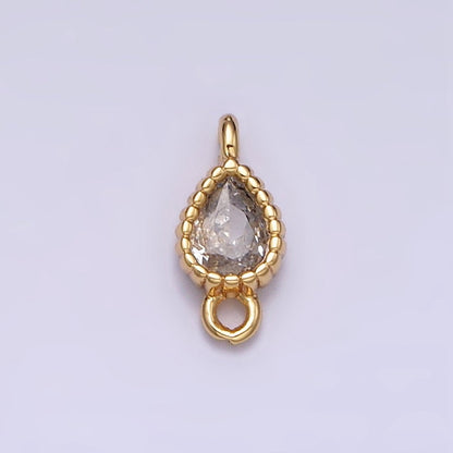 14K Gold Filled 4mm Clear Teardrop CZ Beaded Connector in Gold &amp; Silver | Y-911 Y-912