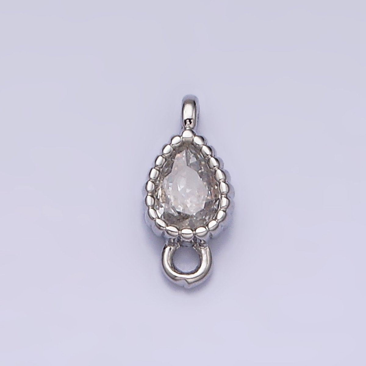 14K Gold Filled 4mm Clear Teardrop CZ Beaded Connector in Gold &amp; Silver | Y-911 Y-912