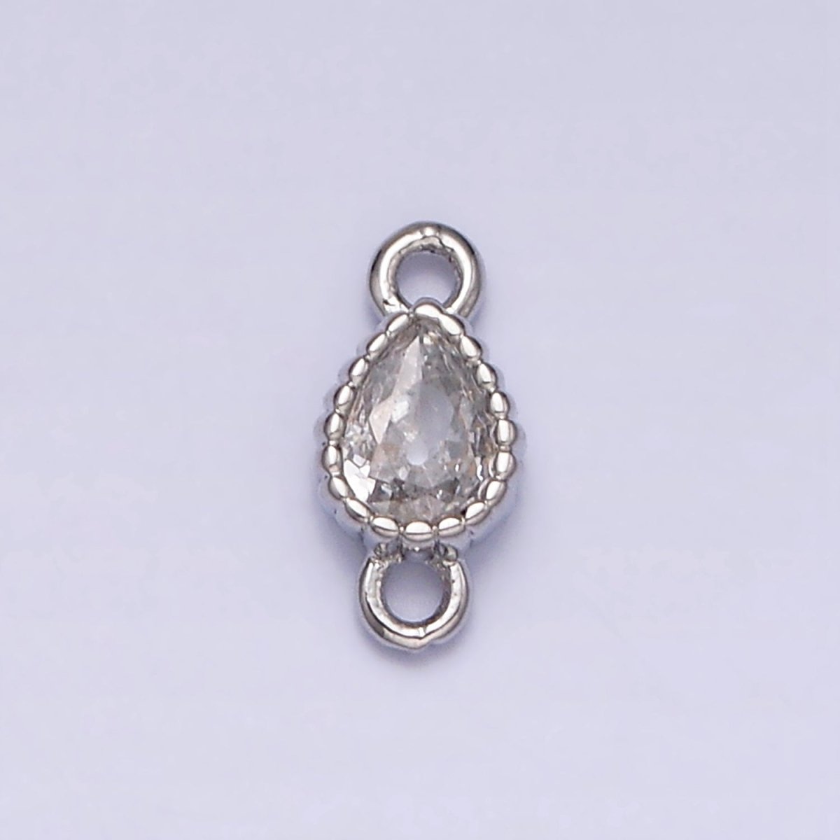 14K Gold Filled 4mm Clear Teardrop CZ Beaded Connector in Gold &amp; Silver | Y-911 Y-912