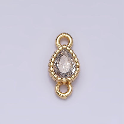 14K Gold Filled 4mm Clear Teardrop CZ Beaded Connector in Gold &amp; Silver | Y-911 Y-912