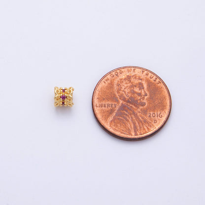 14k Gold Filled 4mm Fuchsia CZ Geometric Molten Spacer Beads | Beads-00003
