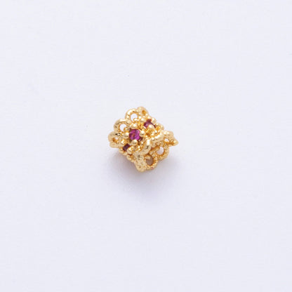 14k Gold Filled 4mm Fuchsia CZ Geometric Molten Spacer Beads | Beads-00003