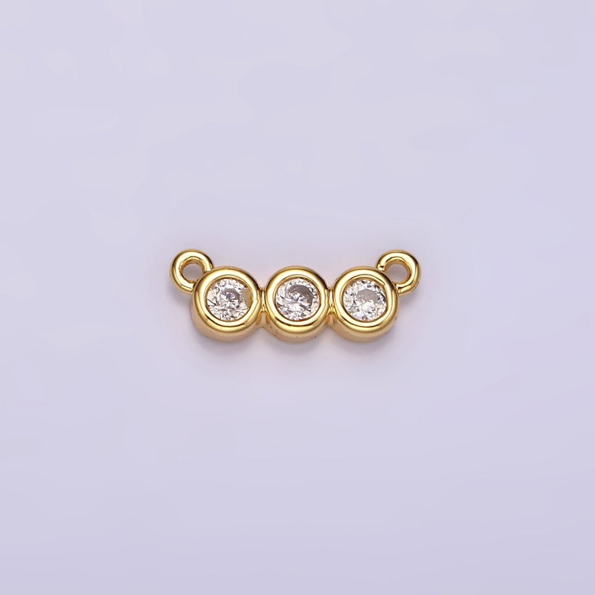 14K Gold Filled 4mm Triple Clear Round CZ Bezel Mini Connector | G794