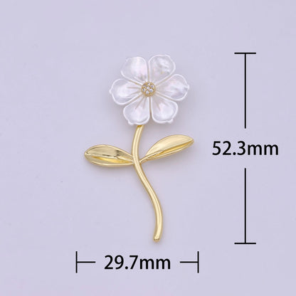 14K Gold Filled 52mm Micro Paved Bindweed Flower Pendant | H469