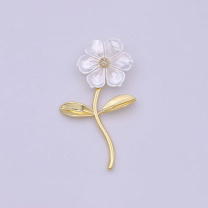 14K Gold Filled 52mm Micro Paved Bindweed Flower Pendant | H469