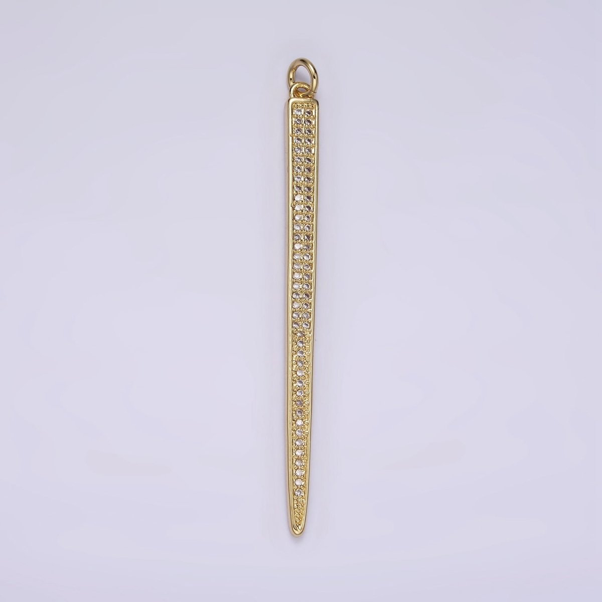 14K Gold Filled 55.5mm Clear Micro Paved CZ Linear Bar Charm in Silver &amp; Gold | AG385 AG386