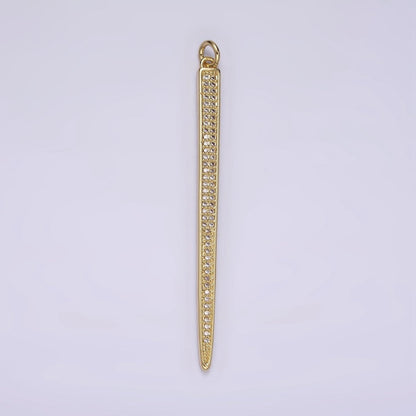 14K Gold Filled 55.5mm Clear Micro Paved CZ Linear Bar Charm in Silver &amp; Gold | AG385 AG386