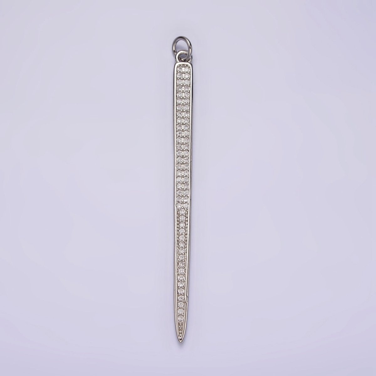 14K Gold Filled 55.5mm Clear Micro Paved CZ Linear Bar Charm in Silver &amp; Gold | AG385 AG386
