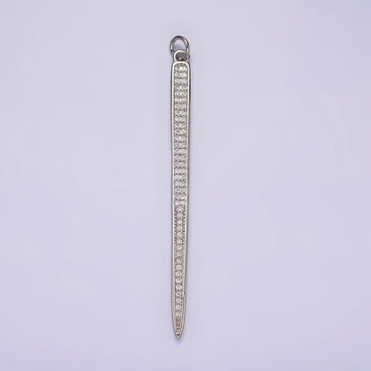 14K Gold Filled 55.5mm Clear Micro Paved CZ Linear Bar Charm in Silver &amp; Gold | AG385 AG386