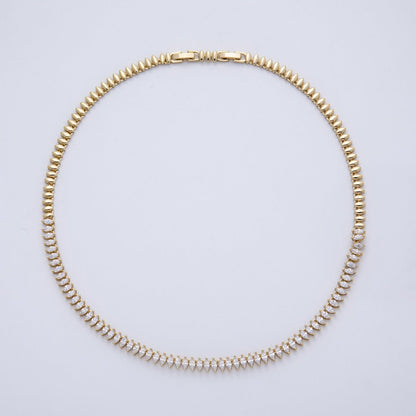 14K Gold Filled 5.5mm Clear Marquise CZ Navette Adjustable 17.5 Inch Necklace | WA-4093