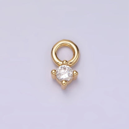 14K Gold Filled 5mm Clear CZ Round Mini Add-On Earring Charm | AG529