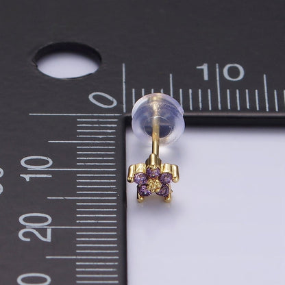 14K Gold Filled 5mm Mini Cubic Zirconia CZ Flower Stud Earrings | AE674 - AE683