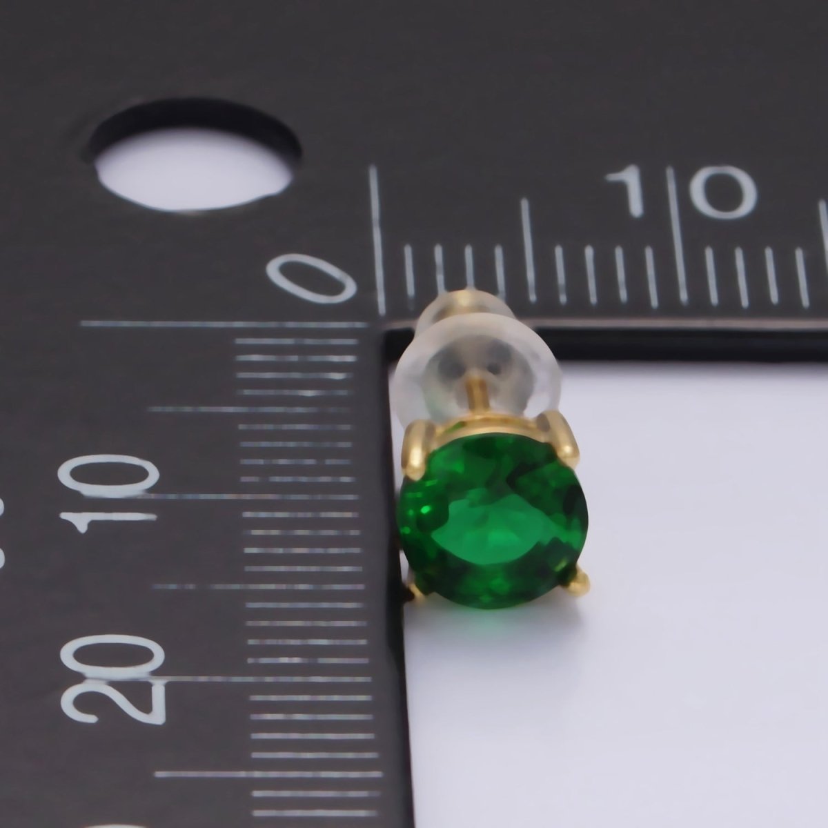 14K Gold Filled 6mm Clear, Pink, Blue, Green CZ Round Stud Earrings in Gold &amp; Silver | V342 - V353
