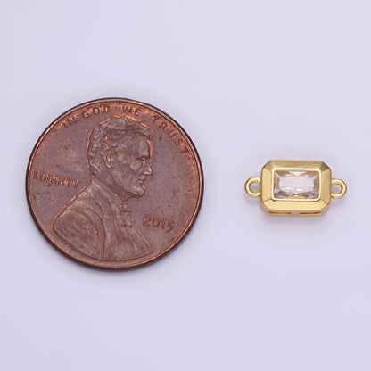 14K Gold Filled 6mm CZ Baguette Edged Bezel Connector in Gold &amp; Silver | G310