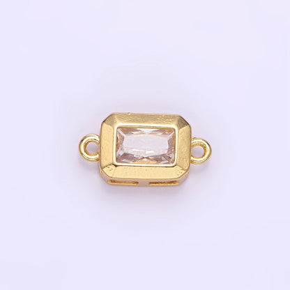 14K Gold Filled 6mm CZ Baguette Edged Bezel Connector in Gold &amp; Silver | G310