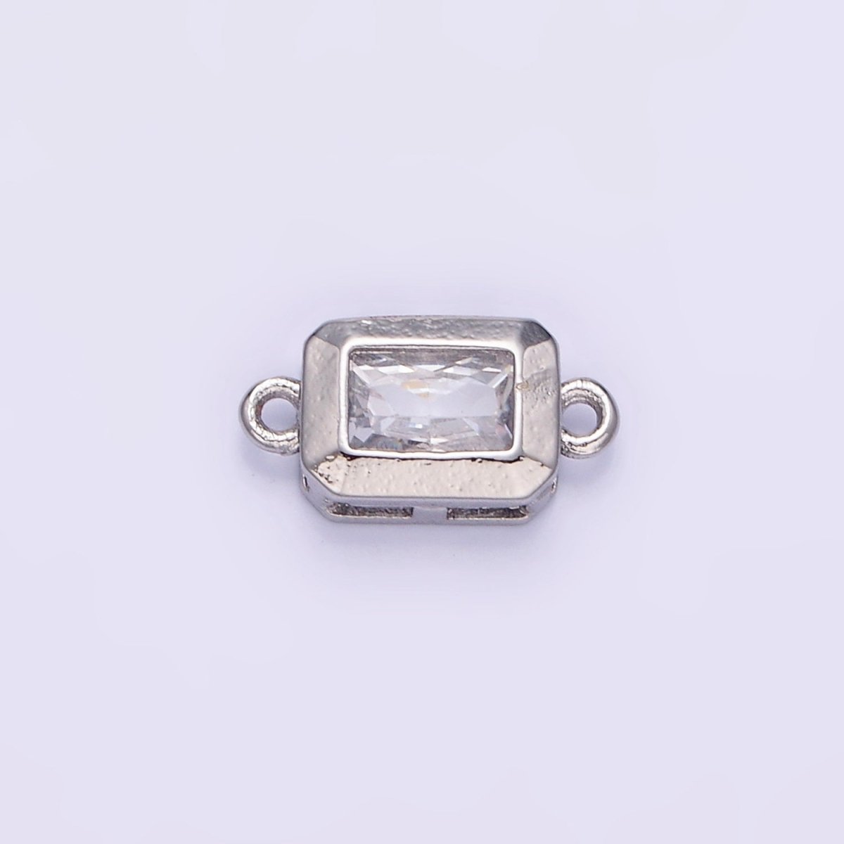 14K Gold Filled 6mm CZ Baguette Edged Bezel Connector in Gold &amp; Silver | G310