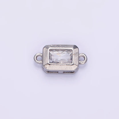 14K Gold Filled 6mm CZ Baguette Edged Bezel Connector in Gold &amp; Silver | G310