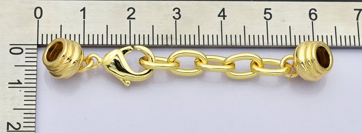 14K Gold Filled 6mm Paracord End Cap Clasps with Lobster and Extender | Z1301
