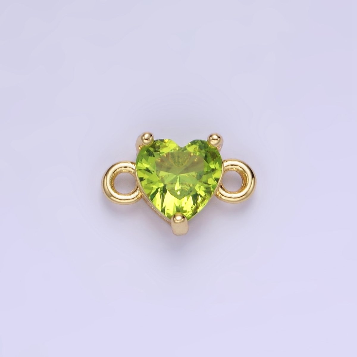 14K Gold Filled 7mm Cubic Zirconia CZ Heart Connector | G314 - G322