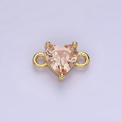 14K Gold Filled 7mm Cubic Zirconia CZ Heart Connector | G314 - G322