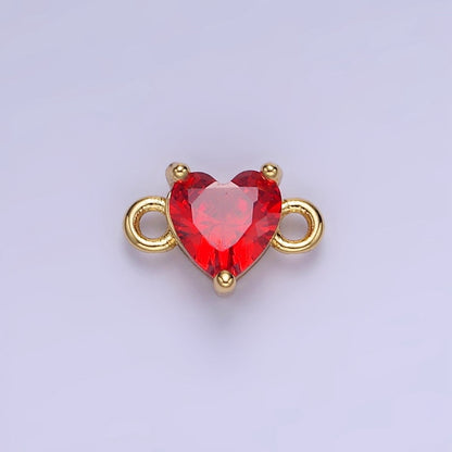 14K Gold Filled 7mm Cubic Zirconia CZ Heart Connector | G314 - G322