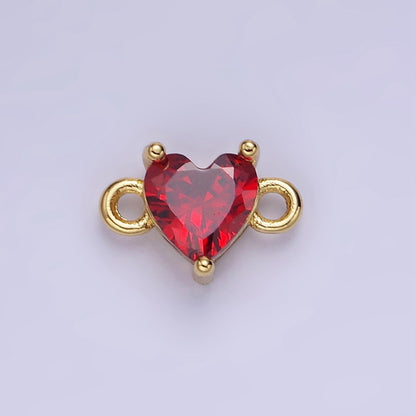 14K Gold Filled 7mm Cubic Zirconia CZ Heart Connector | G314 - G322