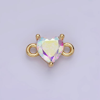 14K Gold Filled 7mm Cubic Zirconia CZ Heart Connector | G314 - G322