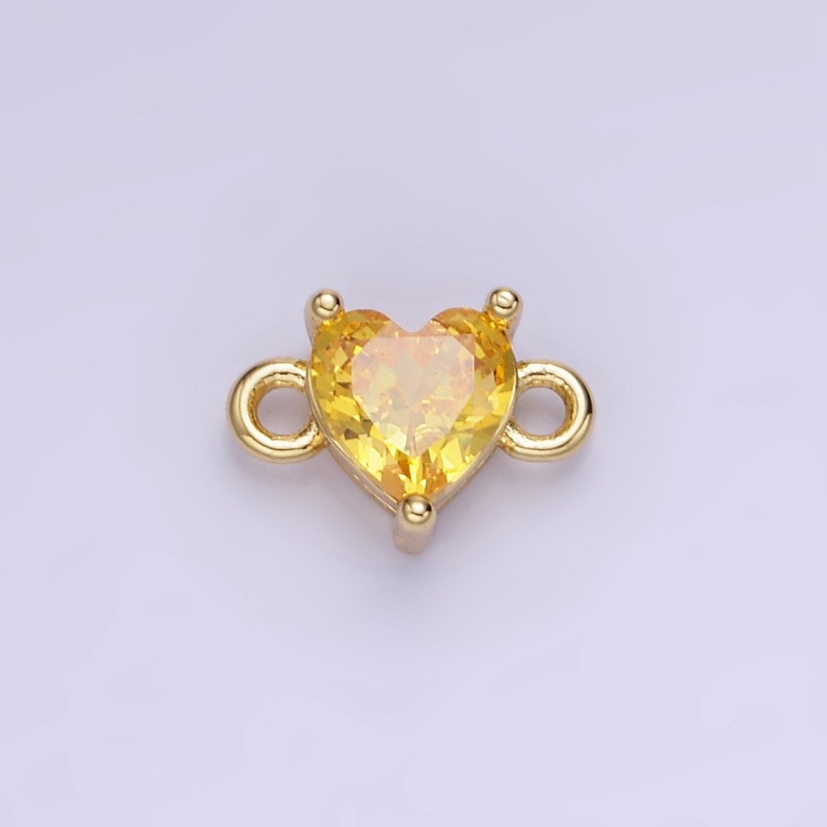 14K Gold Filled 7mm Cubic Zirconia CZ Heart Connector | G314 - G322