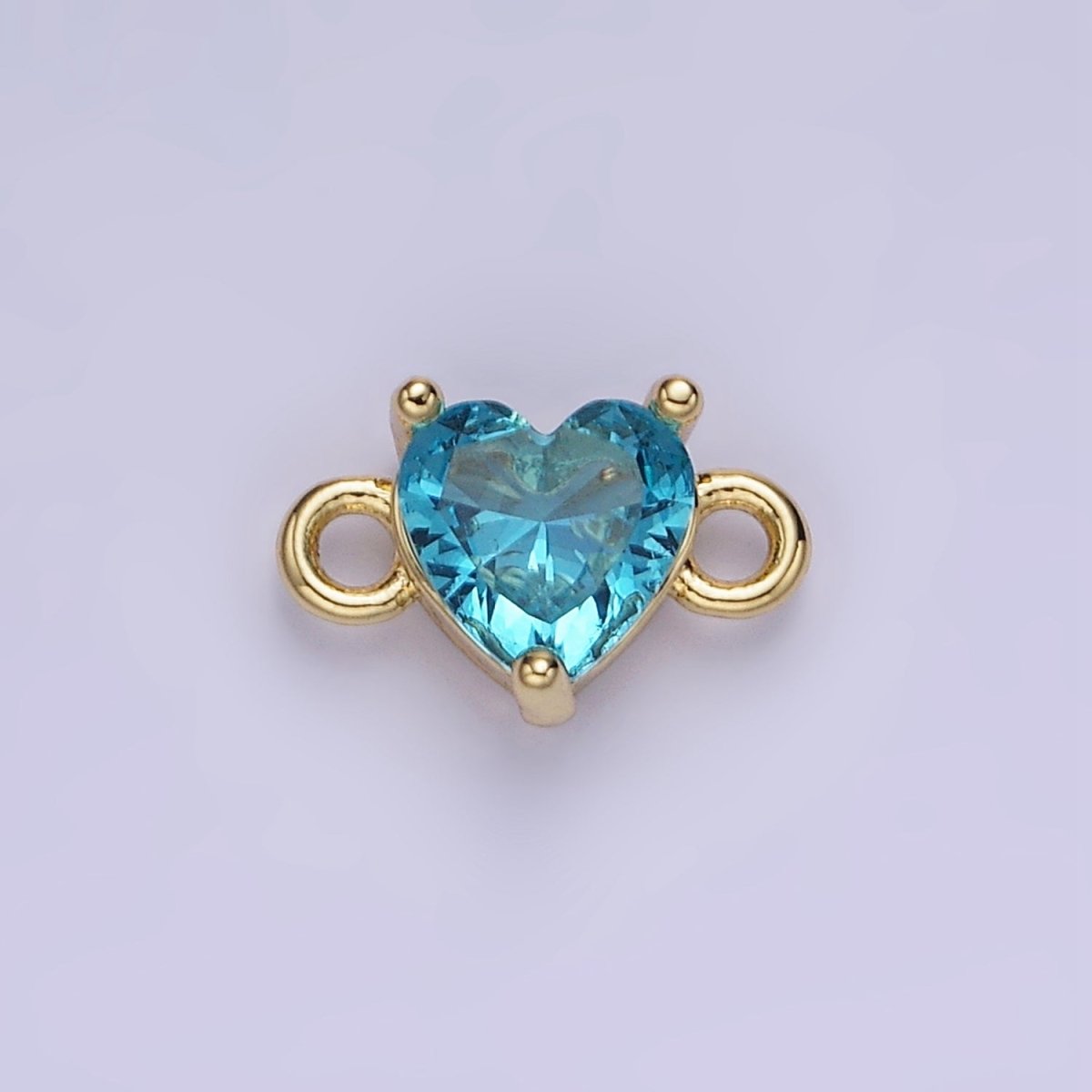 14K Gold Filled 7mm Cubic Zirconia CZ Heart Connector | G314 - G322
