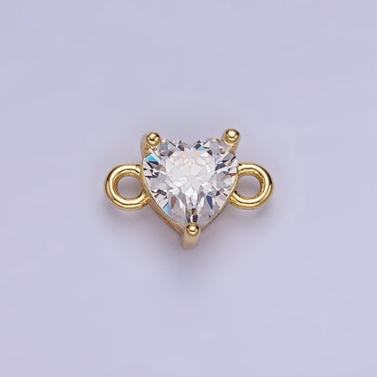 14K Gold Filled 7mm Cubic Zirconia CZ Heart Connector | G314 - G322