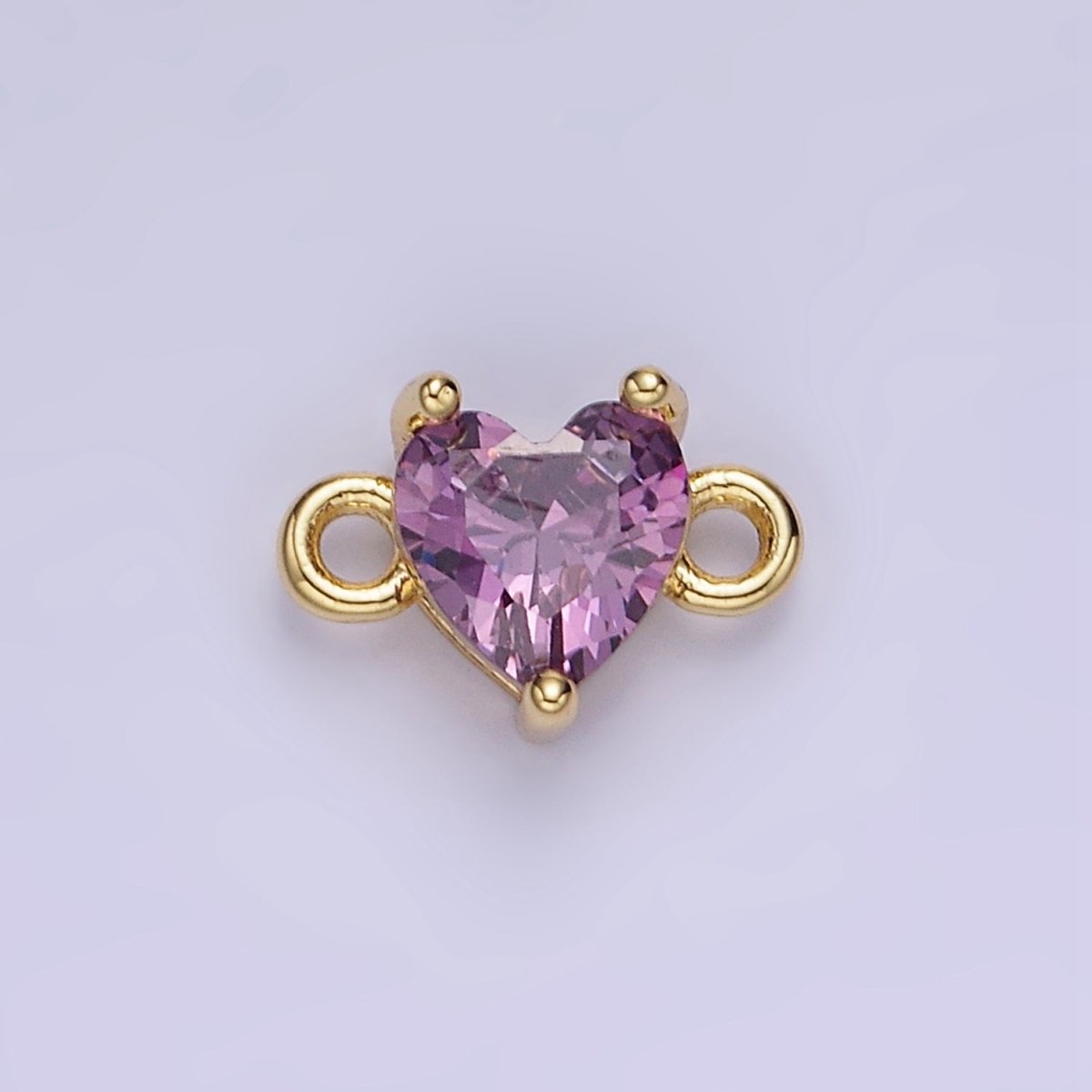 14K Gold Filled 7mm Cubic Zirconia CZ Heart Connector | G314 - G322