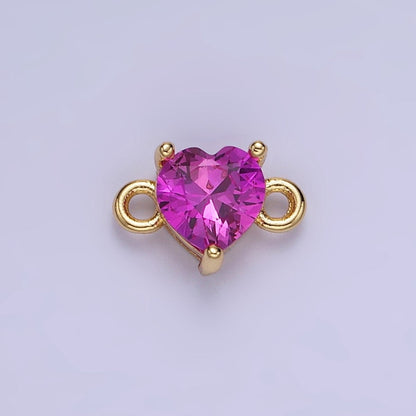 14K Gold Filled 7mm Cubic Zirconia CZ Heart Connector | G314 - G322