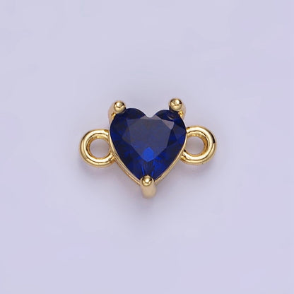 14K Gold Filled 7mm Cubic Zirconia CZ Heart Connector | G314 - G322